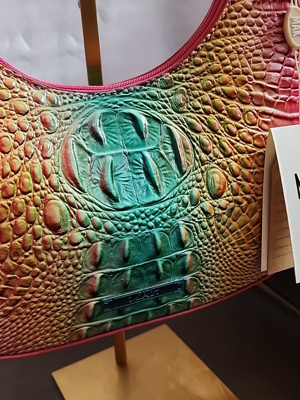 Mak Multi-Color Croc Embossed Vegan Leather Women's Shoulder Bag NWT - Picture 3 of 7